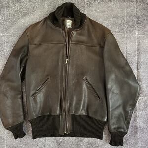 Men's Vintage 70's Uber Owatonna Minnesota Buckskin Leather Bomber Jacket Sz L